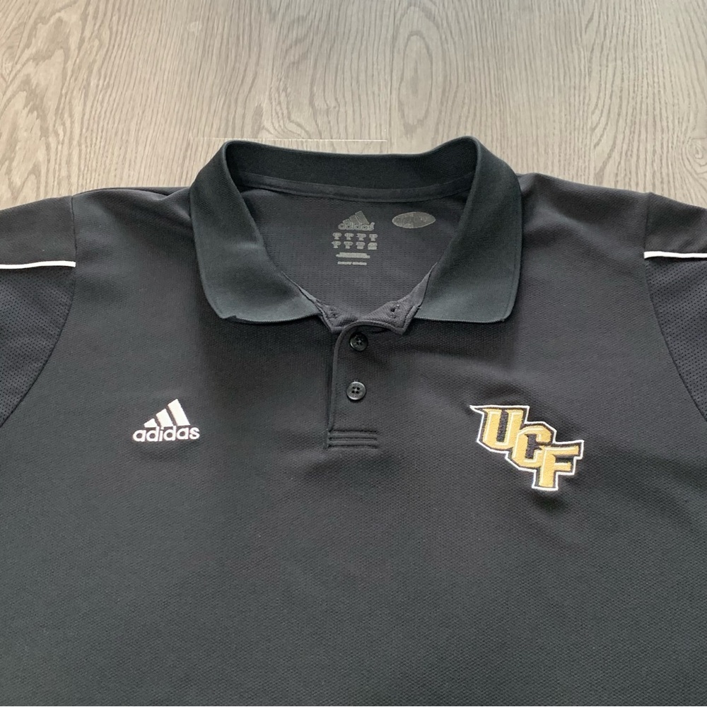 Adidas UCF Knights Black Polo Shirt 3 Stripes Golf Performance Stretch XL‎